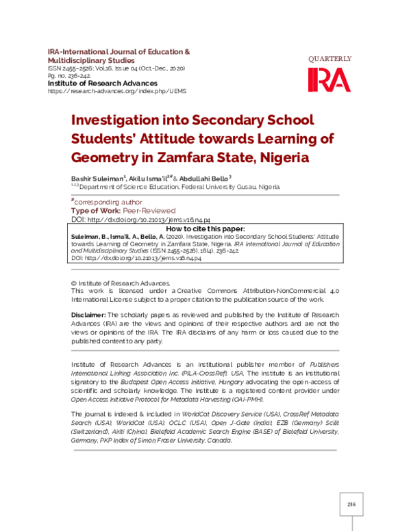  pdf investigation into secondary school students attitude towards