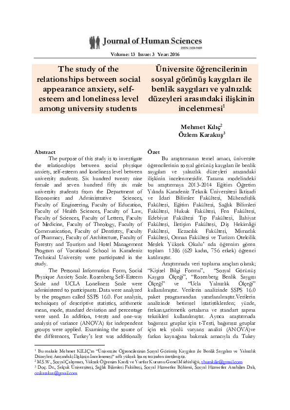 (PDF) The study of the relationships between social appearance anxiety ...