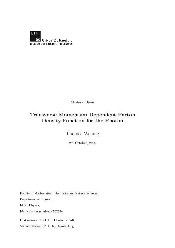 (PDF) Transverse Momentum Dependent Parton Density Function for the Photon