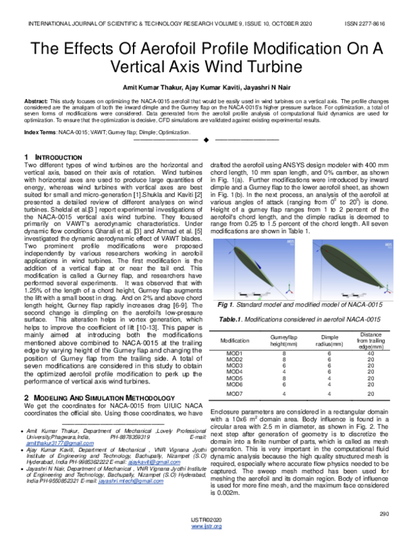 (PDF) The Effects Of Aerofoil Profile Modification On A Vertical Axis ...