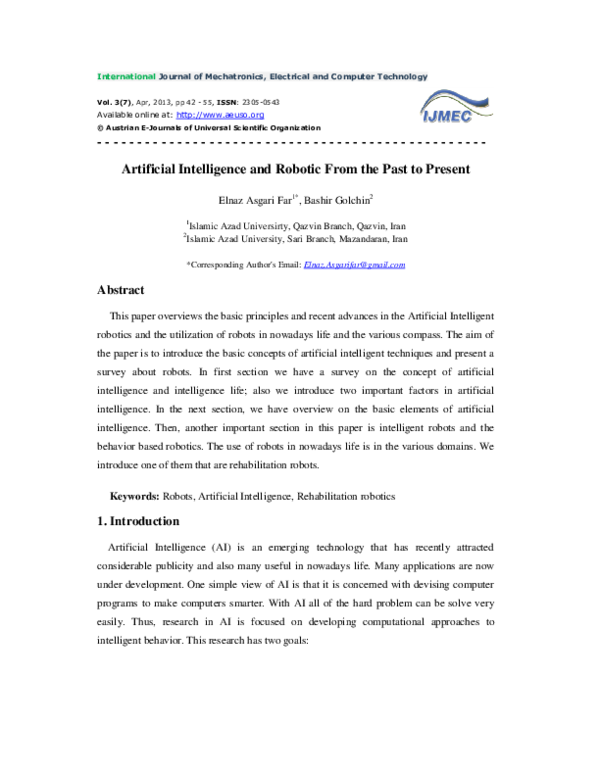 (PDF) Artificial Intelligence and Robotic From the Past to Present