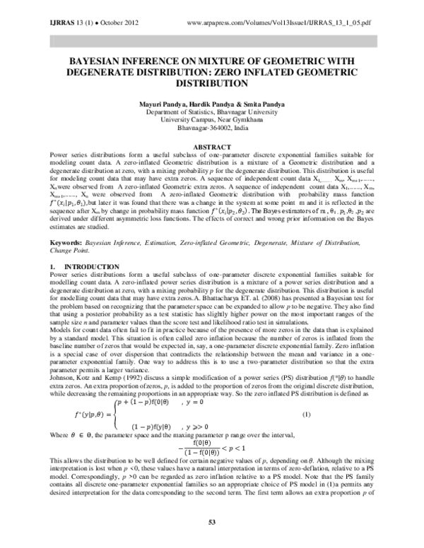 (PDF) Bayesian Inference on Mixture of Geometric with Degenerate ...