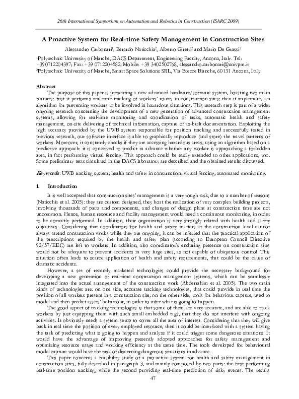 (PDF) A proactive system for real-time safety management in ...