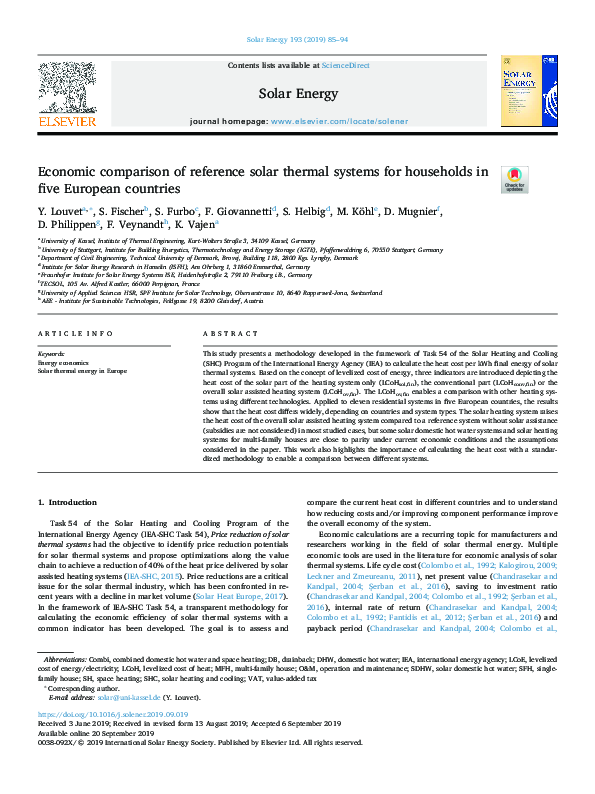 (PDF) Economic comparison of reference solar thermal systems for ...