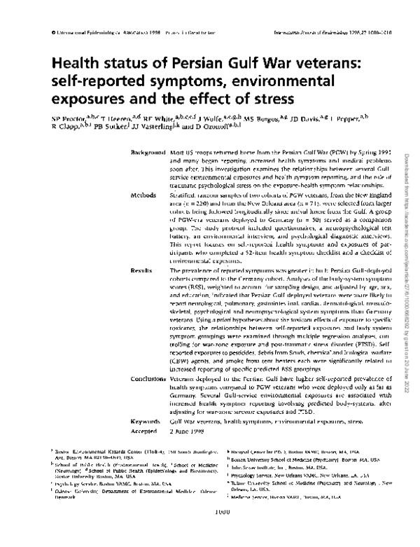 (PDF) Health status of Persian Gulf War veterans: self-reported ...