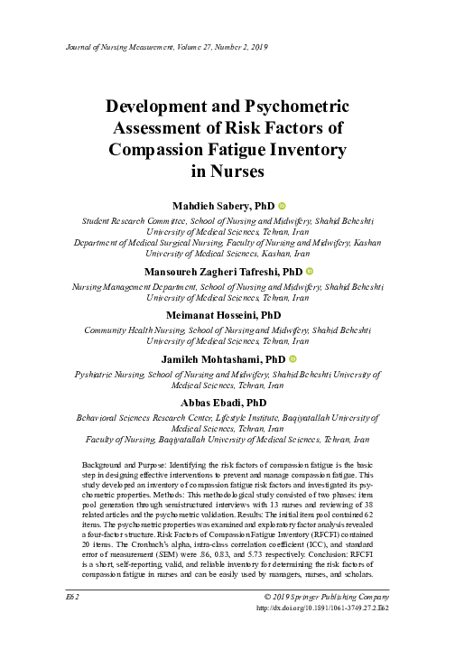 (PDF) Development and Psychometric Assessment of Risk Factors of ...