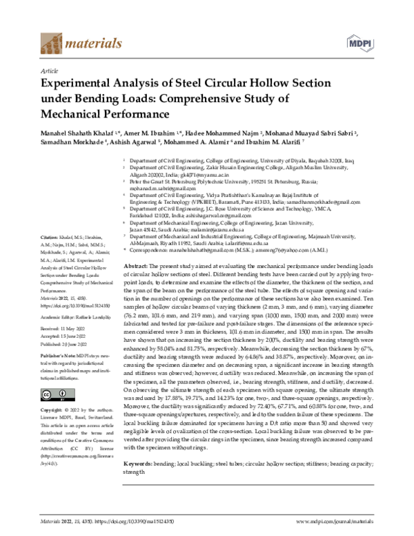 (PDF) Experimental Analysis of Steel Circular Hollow Section under ...