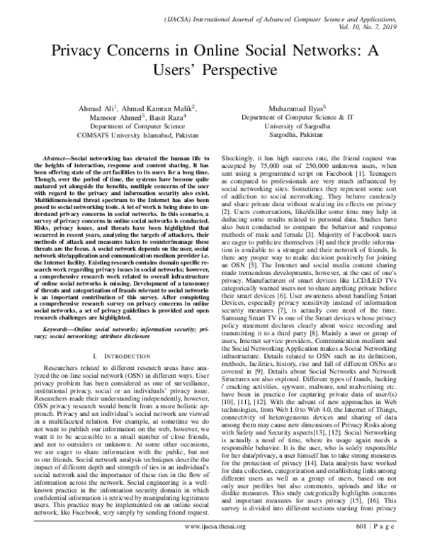 (PDF) Privacy Concerns in Online Social Networks: A Users’ Perspective