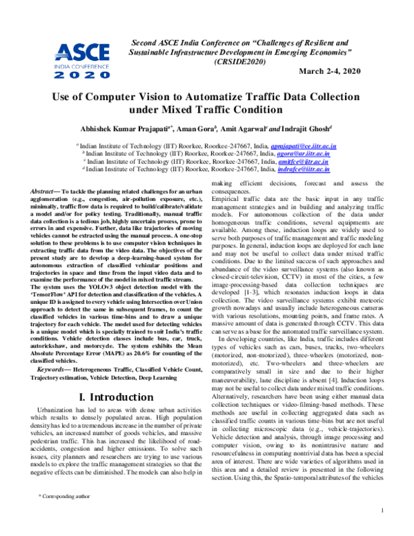 (PDF) Use of Computer Vision to Automatize Traffic Data Collection ...