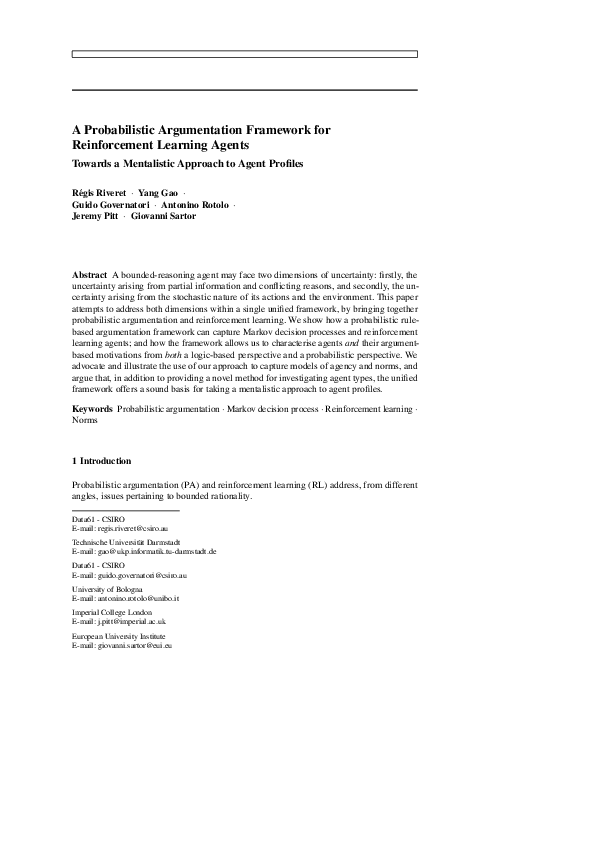 (PDF) A probabilistic argumentation framework for reinforcement ...
