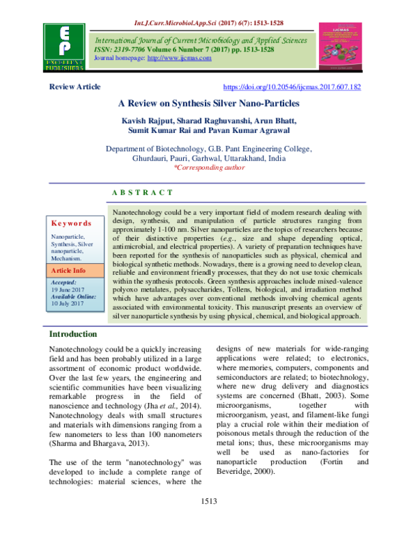 (PDF) A Review on Synthesis Silver Nano-Particles