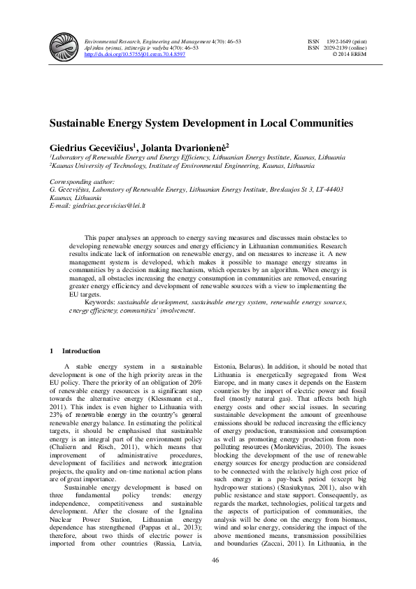 (PDF) Sustainable Energy System Development in Local Communities