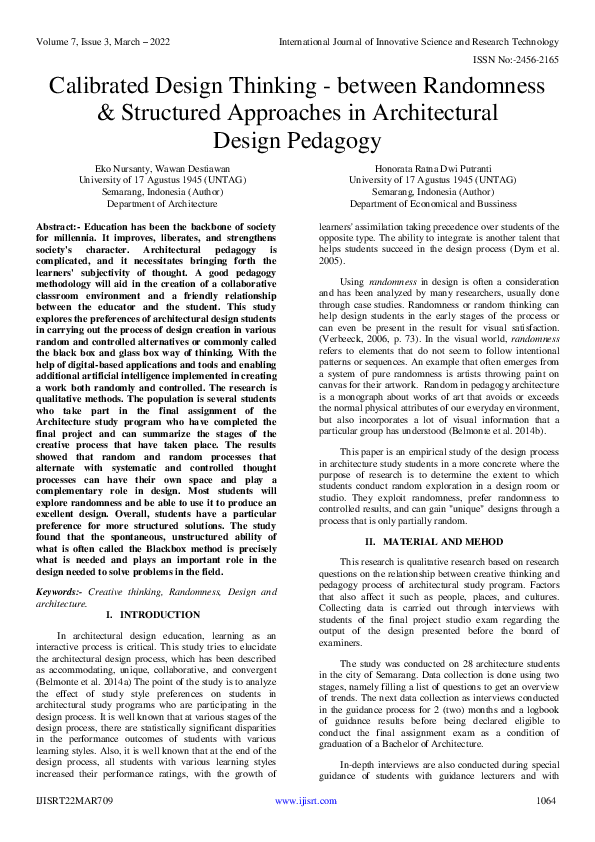 (PDF) Calibrated Design Thinking -between Randomness & Structured ...