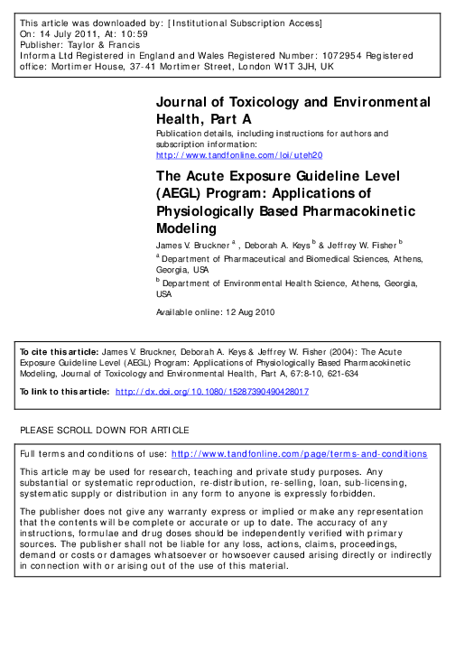 (PDF) The Acute Exposure Guideline Level (AEGL) Program: Applications ...