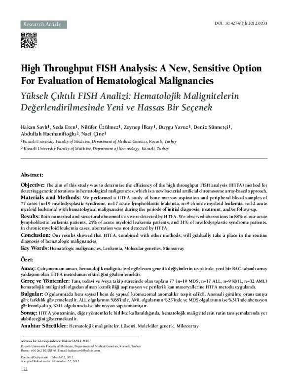 (PDF) High Throughput FISH Analysis: A New, Sensitive Option For ...