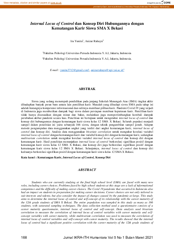 (PDF) Internal Locus of Control dan Konsep Diri Hubungannya dengan ...