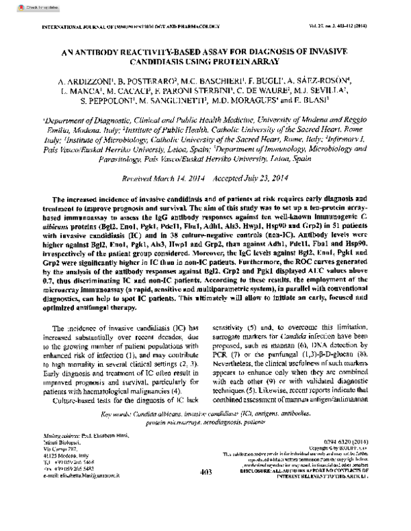 (PDF) An Antibody Reactivity-Based Assay for Diagnosis of Invasive ...