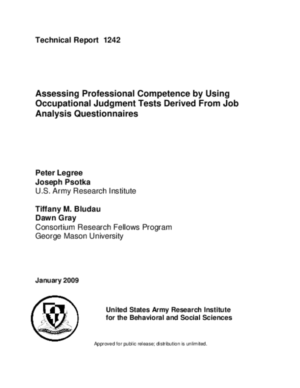 (PDF) Assessing Professional Competence by Using Occupational Judgment