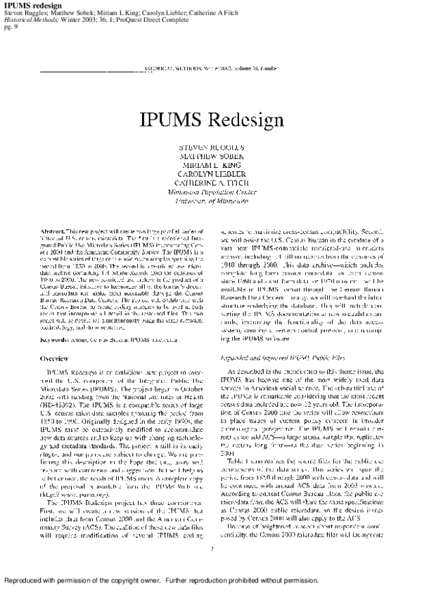 (PDF) IPUMS Redesign