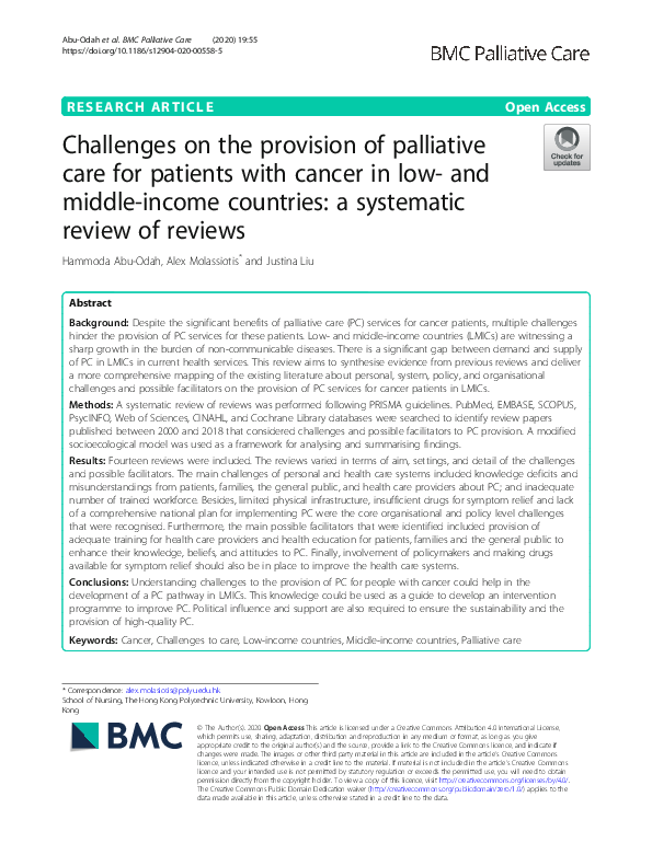 (PDF) Challenges on the provision of palliative care for patients with ...