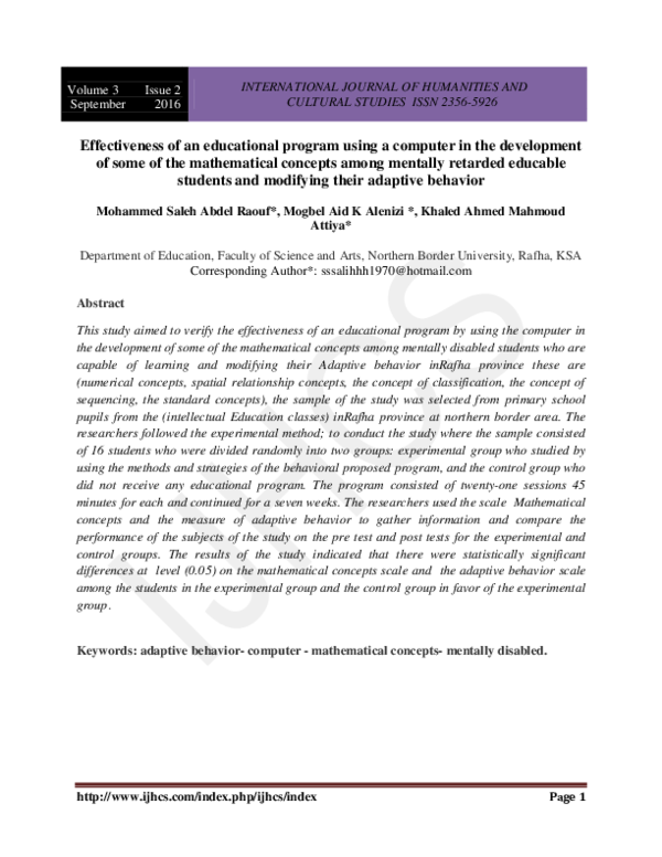 (PDF) Effectiveness of an educational program using a computer in the ...