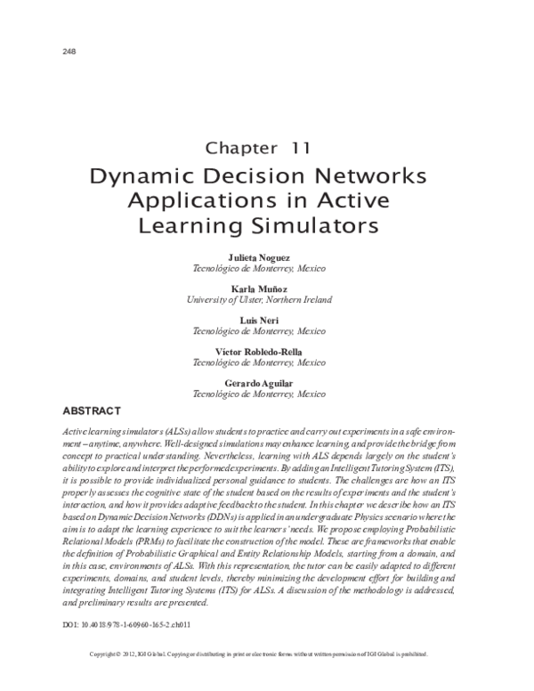 (PDF) Dynamic Decision Networks Applications in Active Learning Simulators