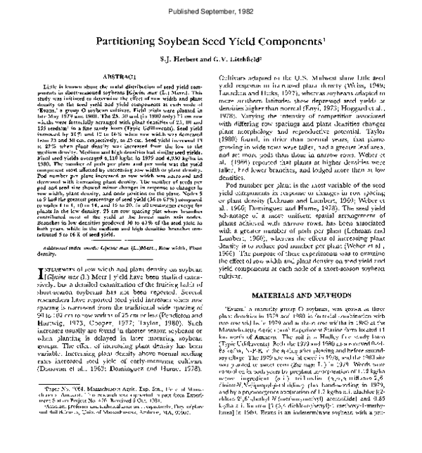 (PDF) Partitioning Soybean Seed Yield Components 1