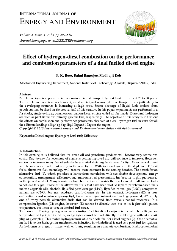 (PDF) Effect of hydrogen-diesel combustion on the performance and ...