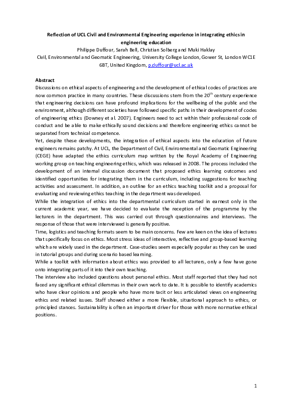 (PDF) Reflection of UCL Civil and Environmental Engineering experience ...