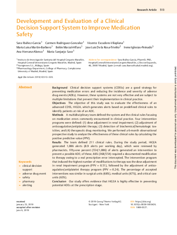 (PDF) Development and Evaluation of a Clinical Decision Support System ...