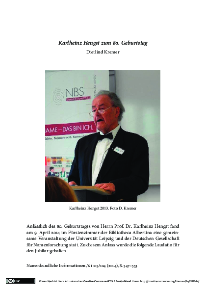 (PDF) Karlheinz Hengst zum 80. Geburtstag Dietlind Kremer Academia.edu