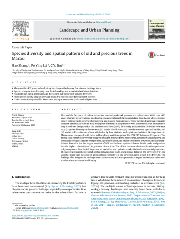 (PDF) Species diversity and spatial pattern of old and precious trees ...