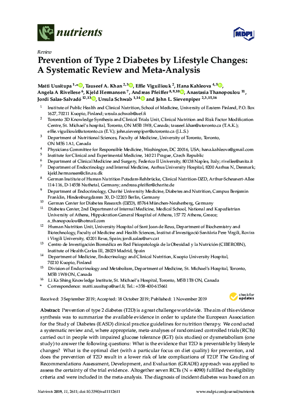 (PDF) Prevention of Type 2 Diabetes by Lifestyle Changes: A Systematic ...