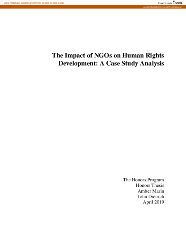 (PDF) The Impact of NGOs on Human Rights Development: a case study