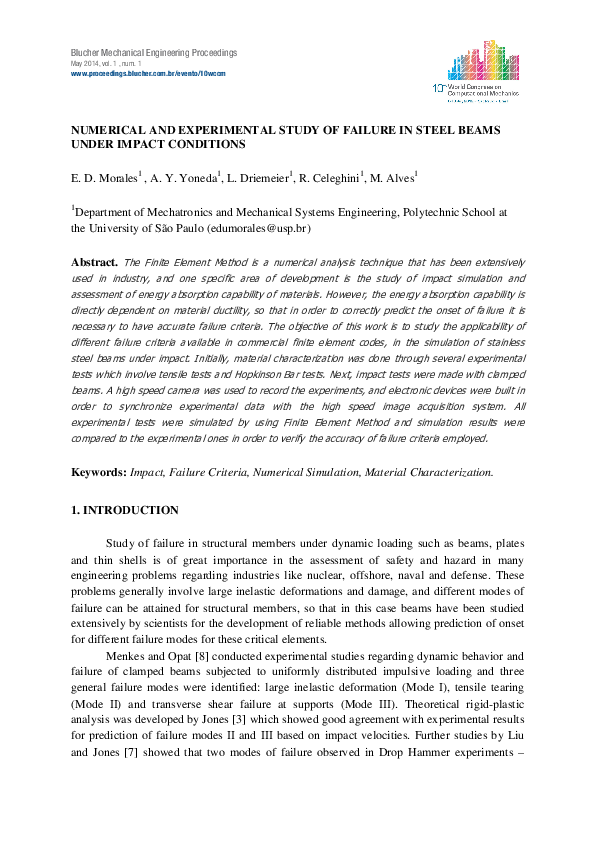 (PDF) Numerical and Experimental Study of Failure in Steel Beams Under ...