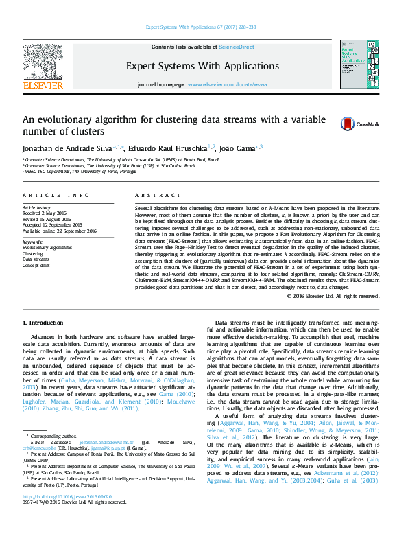 (PDF) An evolutionary algorithm for clustering data streams with a ...