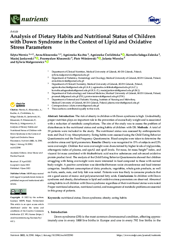 (PDF) Analysis of Dietary Habits and Nutritional Status of Children ...