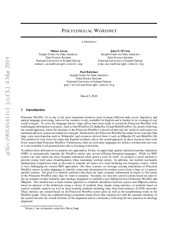 (PDF) Polylingual Wordnet
