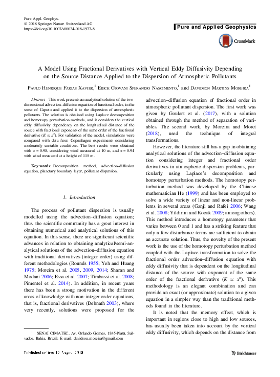 (PDF) A Model Using Fractional Derivatives with Vertical Eddy ...