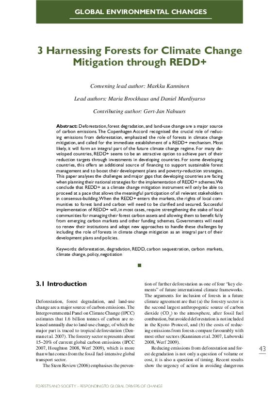 (PDF) Harnessing forests for climate change mitigation through REDD+ ...