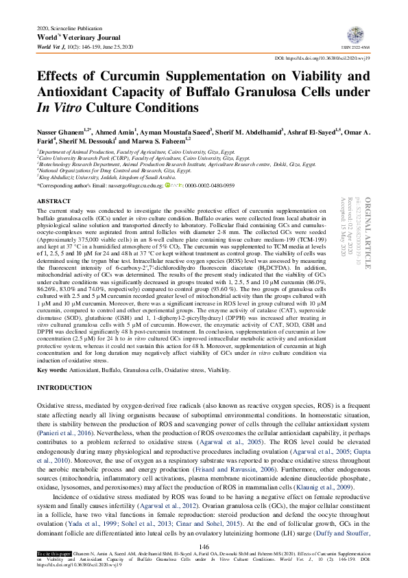 (PDF) Effects of Curcumin Supplementation on Viability and Antioxidant ...
