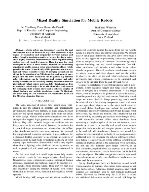 (PDF) Mixed reality simulation for mobile robots