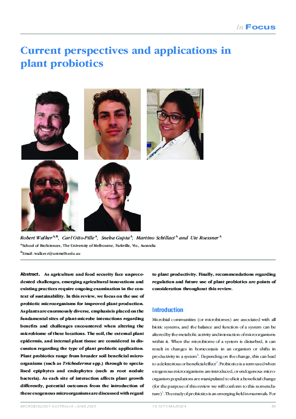 (PDF) Current perspectives and applications in plant probiotics