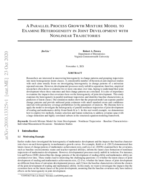 (PDF) A Parallel Process Growth Mixture Model to Examine Heterogeneity ...
