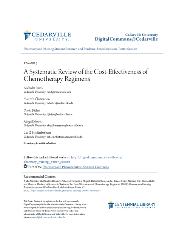 (PDF) A Systematic Review of the CostEffectiveness of Chemotherapy