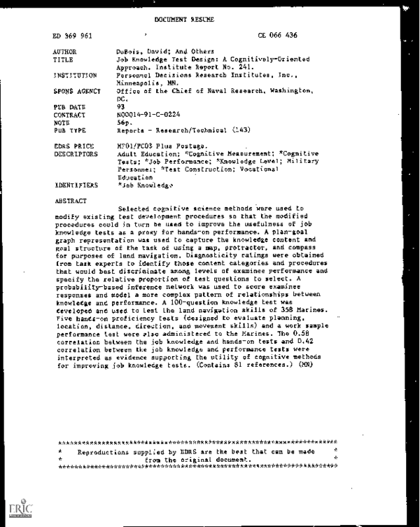(PDF) Job knowledge test design: A cognitively-oriented approach