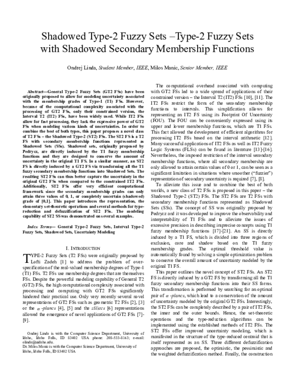 (PDF) Shadowed Type-2 Fuzzy Sets -Type-2 Fuzzy Sets with shadowed ...