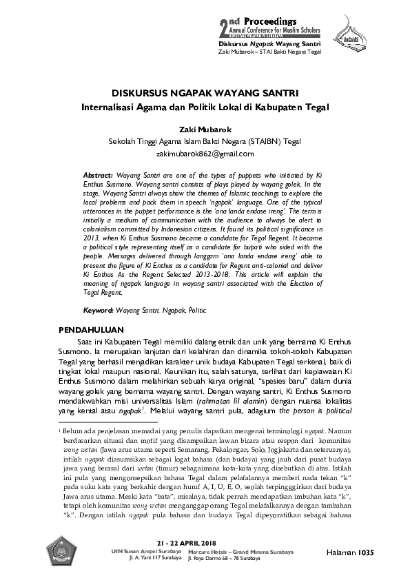 (PDF) Diskursus Ngapak Wayang Santri