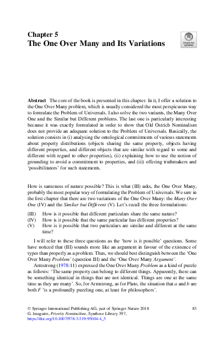 (PDF) The One Over Many and Its Variations