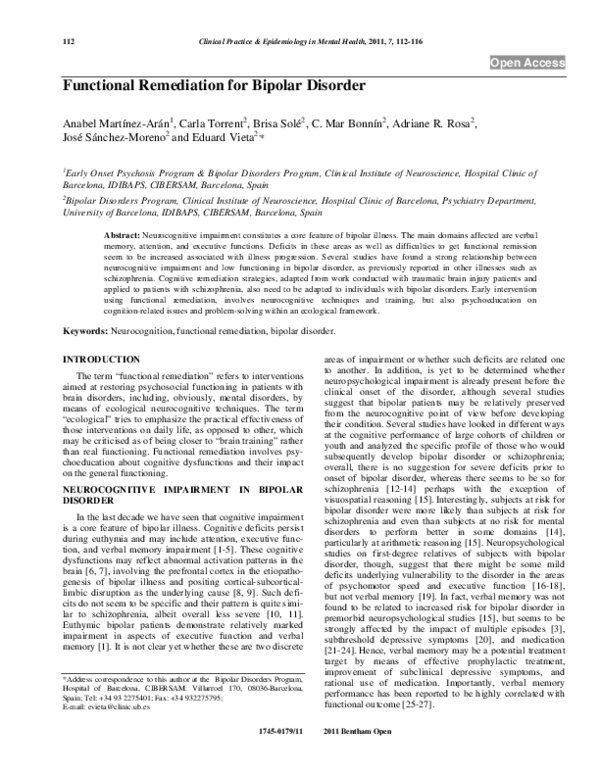 (PDF) Functional Remediation for Bipolar Disorder